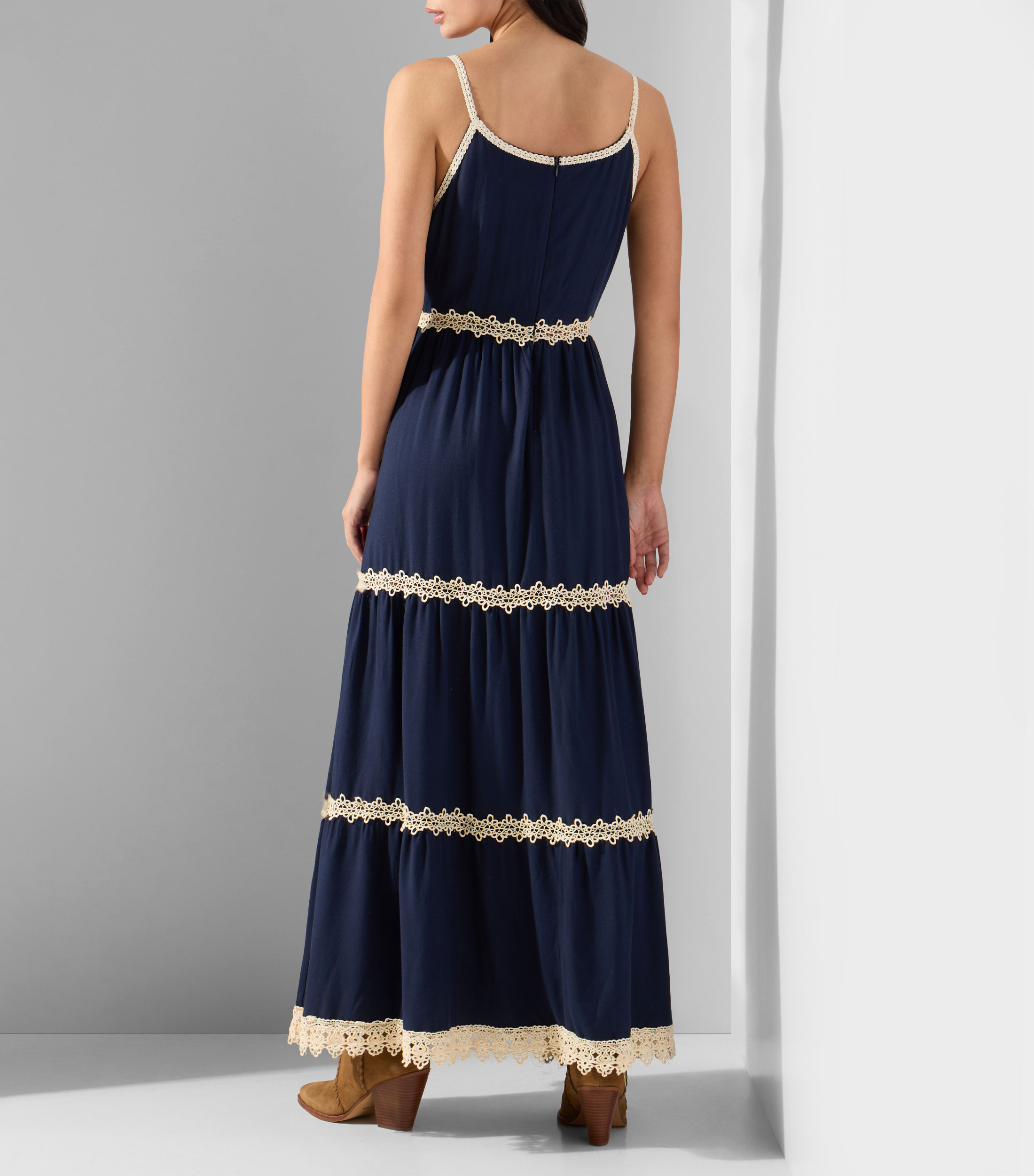 Vestido largo liso Mujer